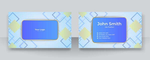 Modern colorful blue technology business card. Creative luxury and clean business card design template. Elegant background with abstract geometric lines shiny. Vector illustration
