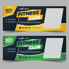 Modern gym banners design template	