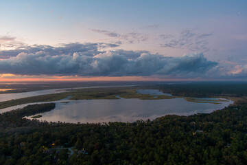 Sunset over Mobile Bay delta 