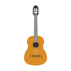 Obraz premium Guitar vector illustration on white background. Classic cartoon icon with guitar vector illustration for decorative design. Isolated object.