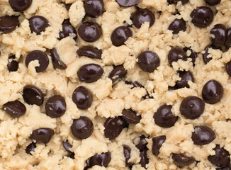 Well mixed chocolate chip cookie dough