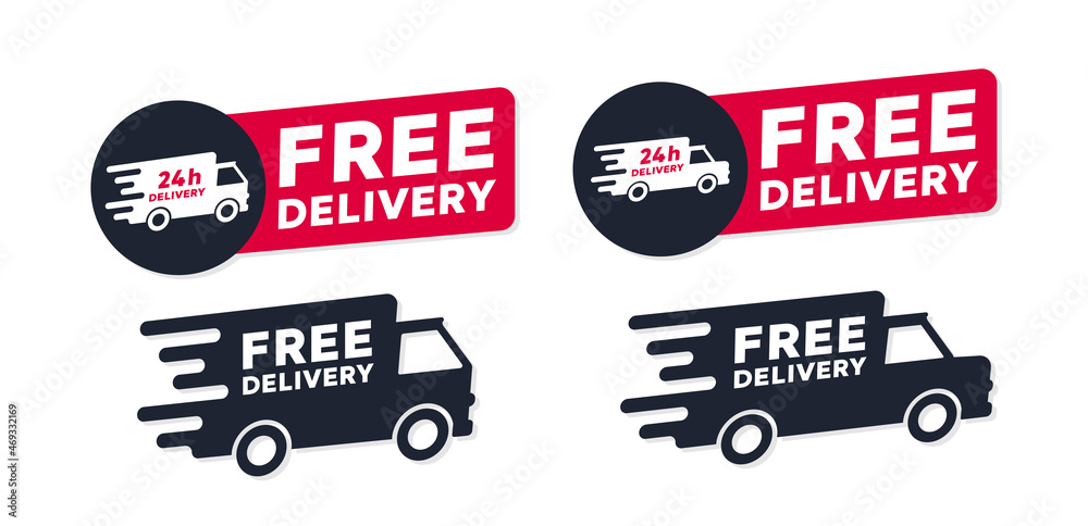 Wall mural delivery trucks icons set. vector illustration.