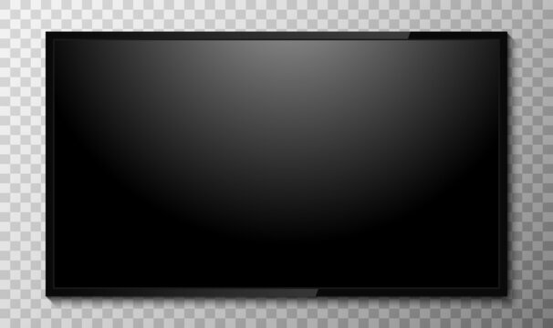 Realistic television screen on background. TV, modern blank screen lcd, led
