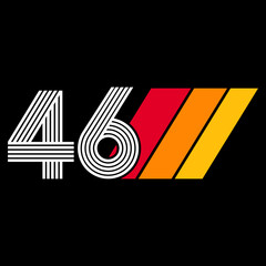 Nunber 46, forty  six Retro design, Vintage style.