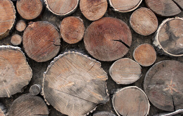 Carved circles of wood in the wall