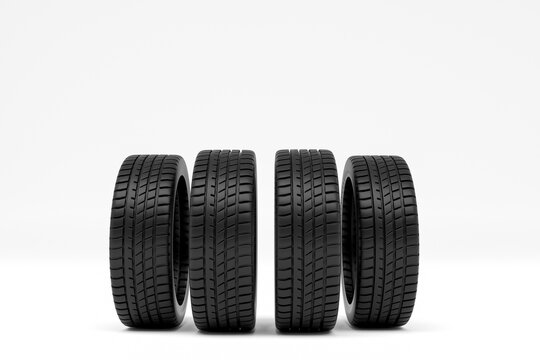 four car tires stacked