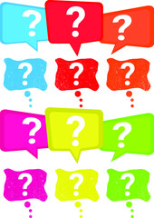 Message box with question mark icon, colorful and grunge textures