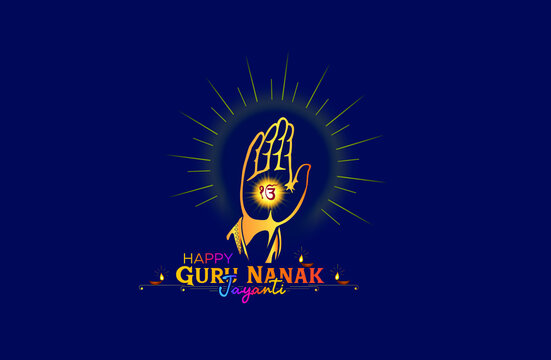 vector illustration of Guru Nanak Jayanti for Indian festival Gurpurab prakash parv day celebration
