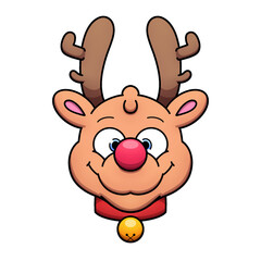 Cute Cartoon Christmas Reindeer Face