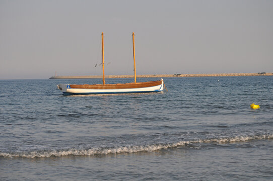The beautiful boat in open sea