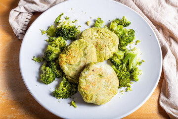 Vegan burger with chickpeas and broccoli