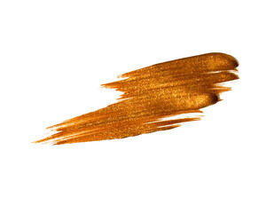 Textured golden strokes isolated on white background.