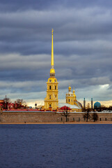 View from the Neva River to the Peter and Paul Fortress in St. Petersburg.
