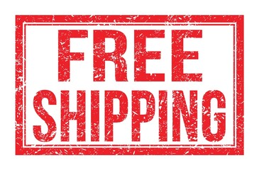 FREE SHIPPING, words on red rectangle stamp sign