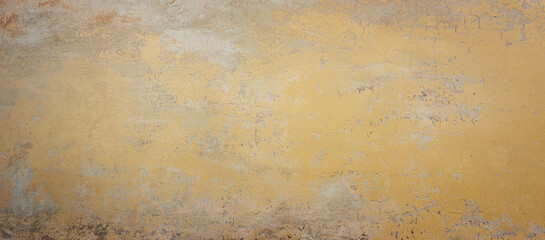 Beautiful crumbled concrete ochre wall texture. Vignette background 