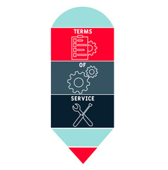 TOS - Terms Of Service acronym. business concept background.  vector illustration concept with keywords and icons. lettering illustration with icons for web banner, flyer