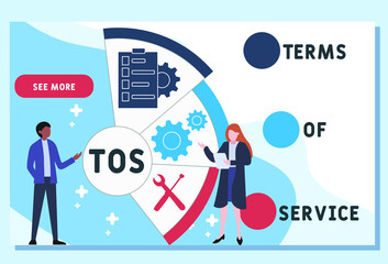 TOS - Terms Of Service acronym. business concept background.  vector illustration concept with keywords and icons. lettering illustration with icons for web banner, flyer