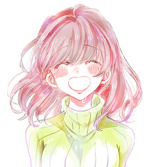 笑顔で泣いている女性