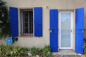 old colored street windows and doors