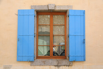Fototapeta na wymiar old colored street windows and doors