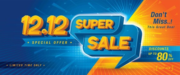 12.12 Shopping Day Super Sale Banner Template design special offer discount