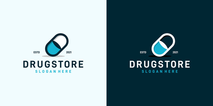 Herbal medicine pill capsule logo design. Pharmacy logos. Premium Vector
