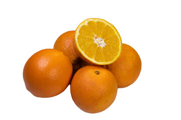 Juicy oranges on a wooden background
