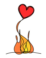 Abstract fire as line drawing on white background. Vector