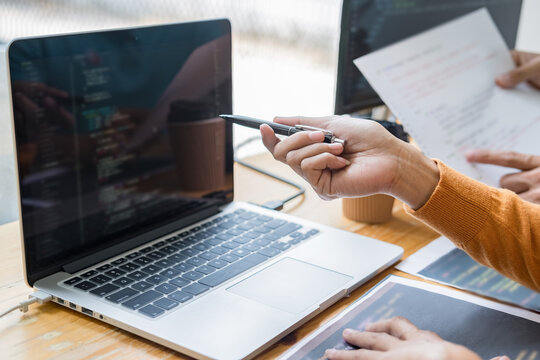 Programmer working in a software development and coding technologies. Website design.Technology concept.
