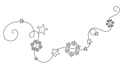 Merry Christmas decoration. Continuous one line drawing art