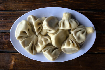 traditional georgian food khinkali, top view