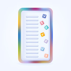 3d quiz, questions and answers. Paper color questionnaire for a competition or exam. Multi-colored template, banner with the results of the quiz. Correct and incorrect answers of a smart quest. Vector