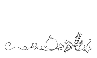 Merry Christmas decoration. Continuous one line drawing art © Valenty