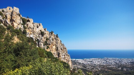 Hilarion Castle is one of the most beautiful monuments in Cyprus. Offers stunning views of the Mediterranean Sea and the city of Kyrenia (Girne)