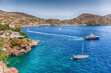 Obraz premium The scenic waterfront of Lipari, Aeolian Islands, Italy