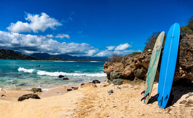 Fototapeta na wymiar Surfboards in Hawaii