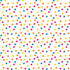 Seamless pattern with confetti. Colored sprinkles on white background. Vector illustration.