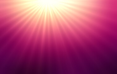 Bright rays from top illuminated deep maroon empty background. Glare blur simple illustration.
