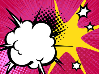 爆発の煙の背景イラスト_アメコミ風_ピンク