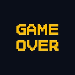 
video game message game over pixel letters