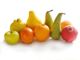 Various multicolor fruits as delicious vegetarian food