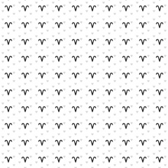 Square seamless background pattern from black zodiac aries symbols are different sizes and opacity. The pattern is evenly filled. Vector illustration on white background