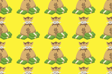 dollar money bag pattern on yellow background,vector illustration