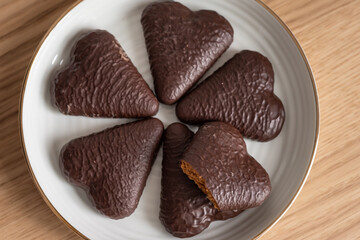 Gingerbread in chocolate, traditional Polish biscuits produced since the Middle Ages in the city of Torun