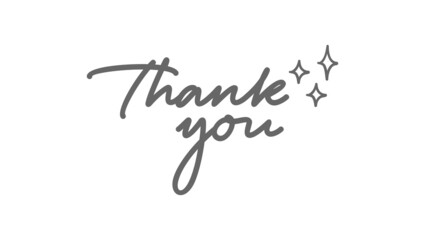Thank you lettering text with shinning sparks. Hand written message.