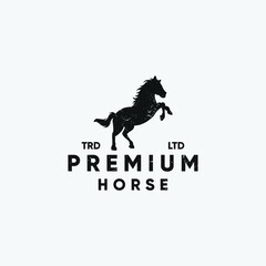 Horse silhouette vintage logo design