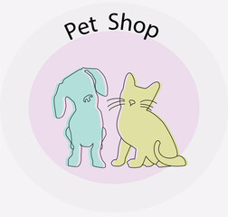 Pet Shop logo illustration with outline editable stroke