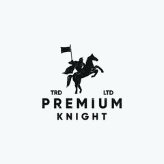 Knight Horse silhouette vintage logo design