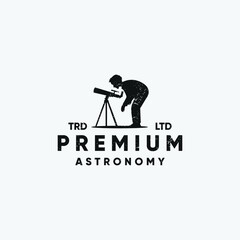 Astronomy looking star with telescope silhouette vintage logo design