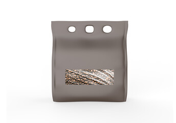 Realistic coffee bag mockup isolated on white background. Easy to use for your design, presentation. 3d illustration